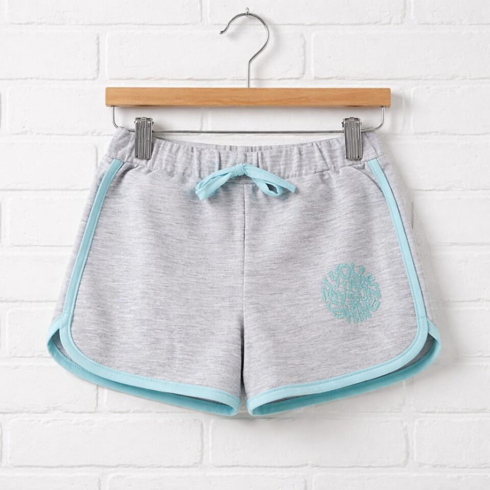 Kız Çocuk Gri Mint Detaylı Spor Şort