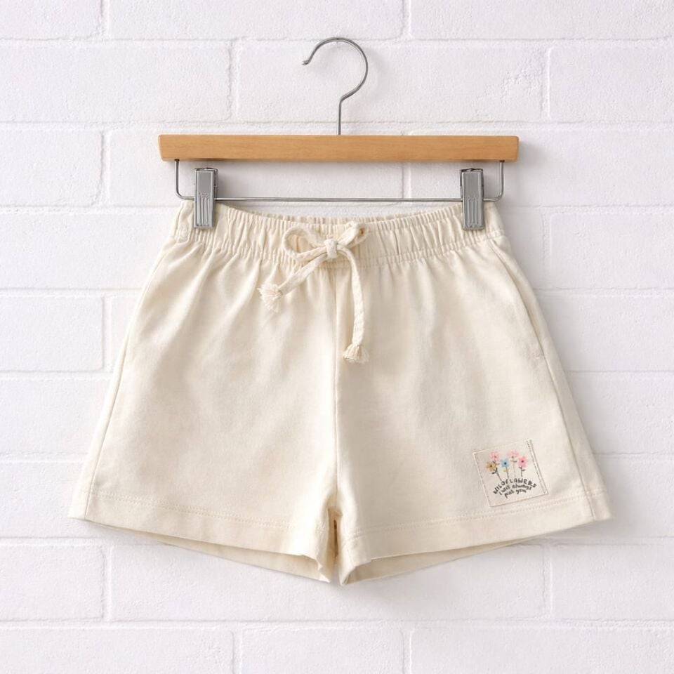 Kız Çocuk Ekru Basic Yazlık Şort