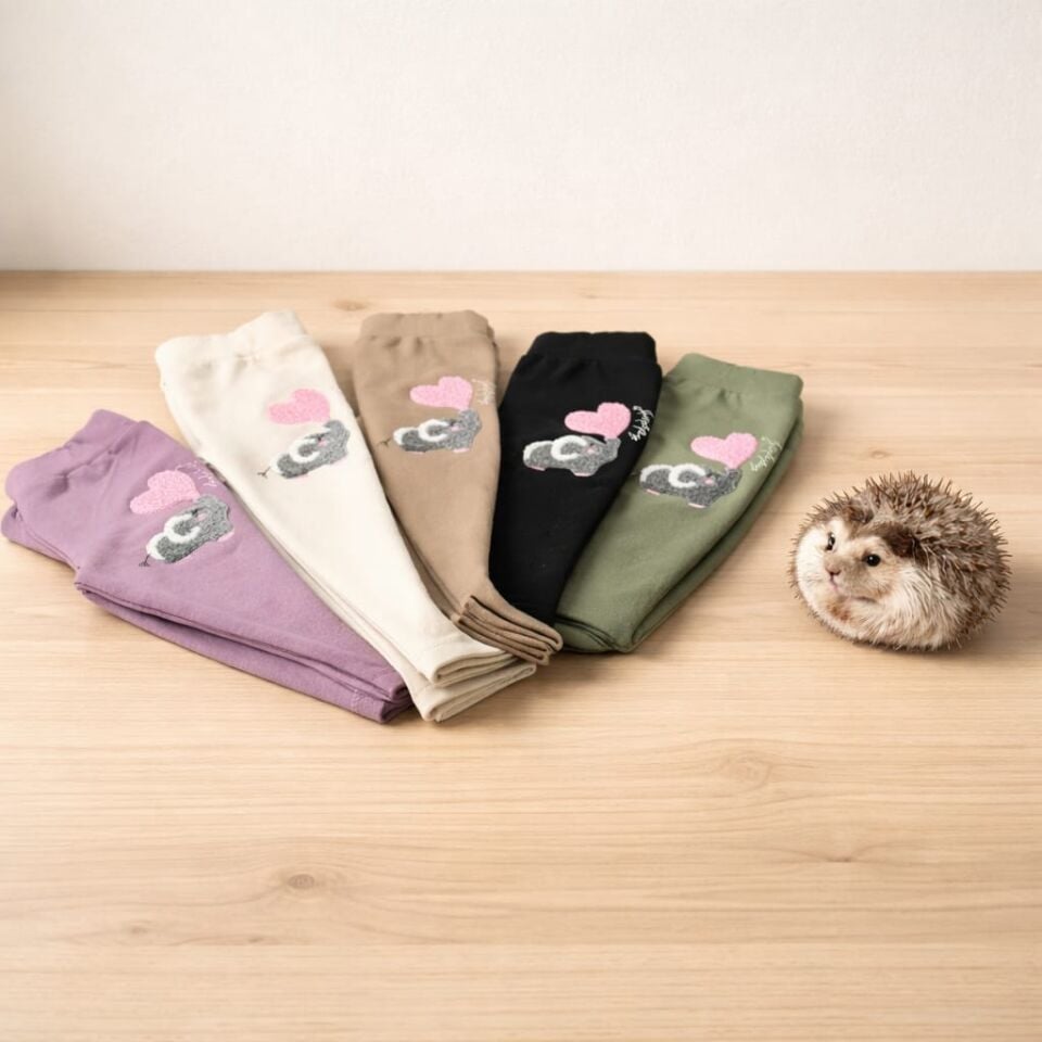 Kız Çocuk Kalpli Fare Aplikeli  Tayt