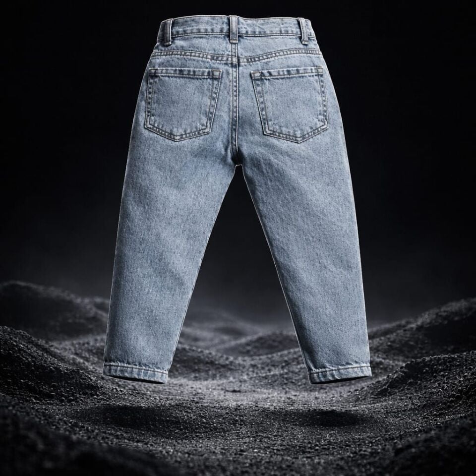 Kız Çocuk Açık Mavi Mom Fit Jean Pantolon