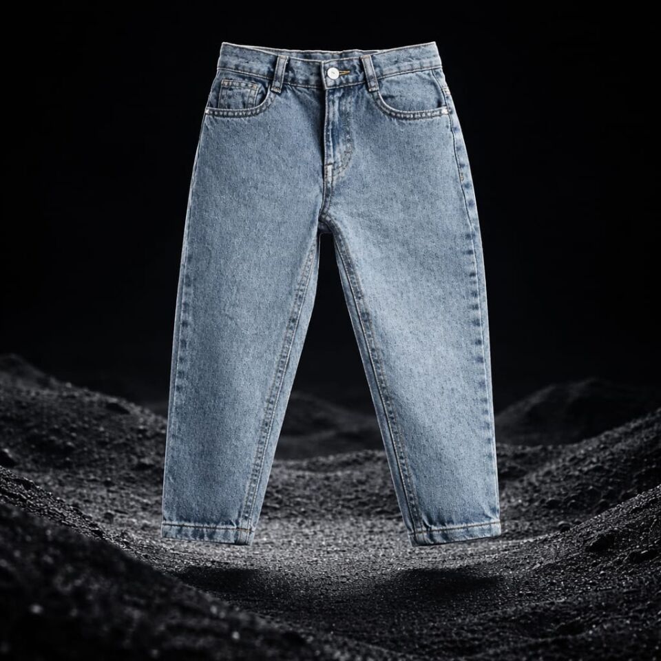 Kız Çocuk Açık Mavi Mom Fit Jean Pantolon