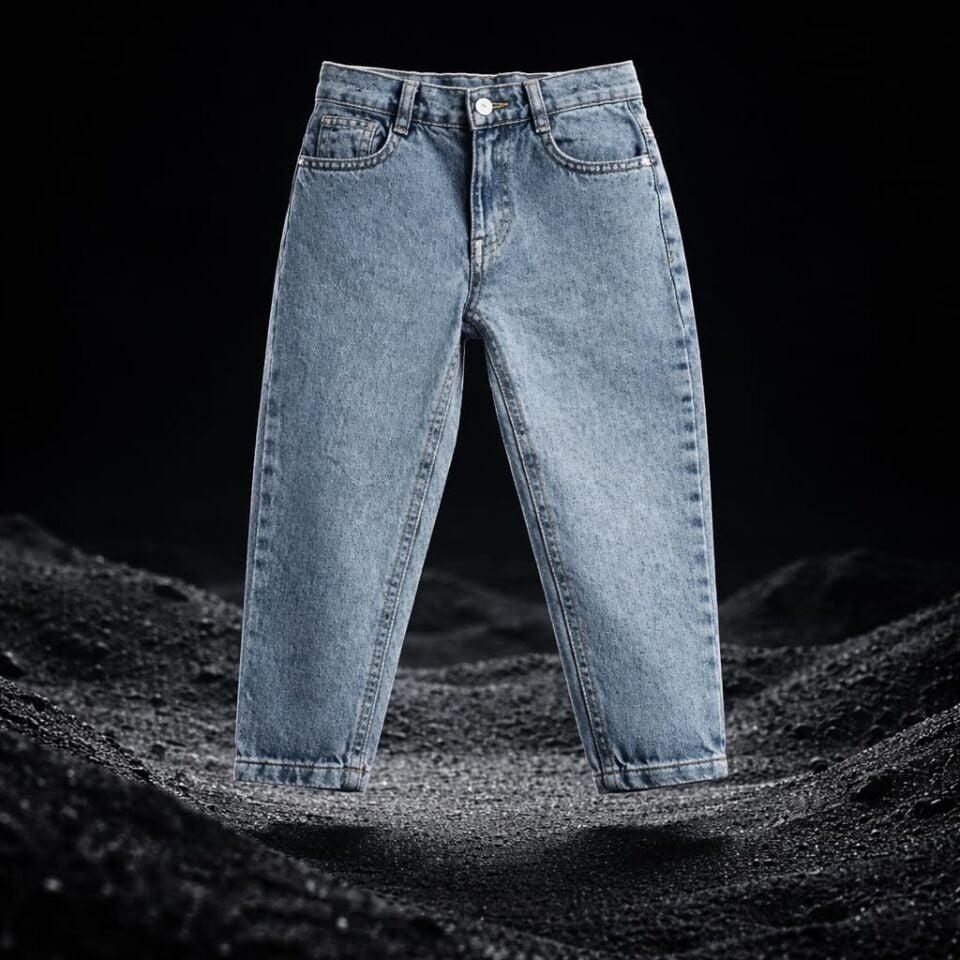 Kız Çocuk Açık Mavi Mom Fit Jean Pantolon