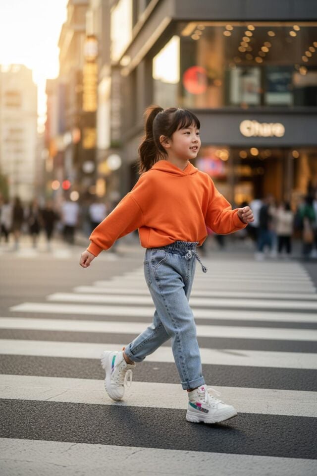 Kız Çocuk Beli Lastikli Açık Mavi Jean Pantolon