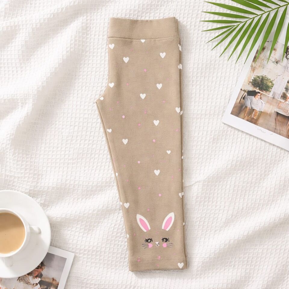 Kız Çocuk Tavşan Desenli Kalpli Tayt Koleksiyonu