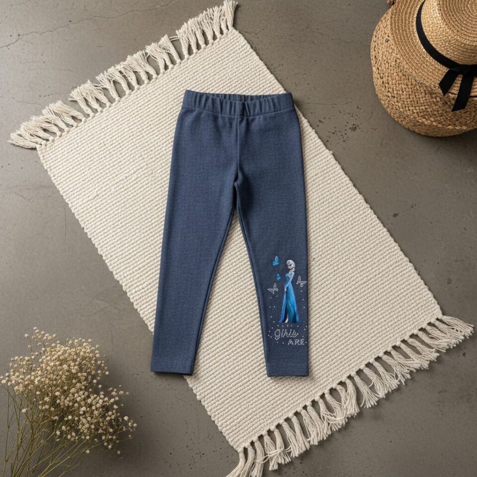 Frozen Temalı Lacivert Kız Çocuk Tayt
