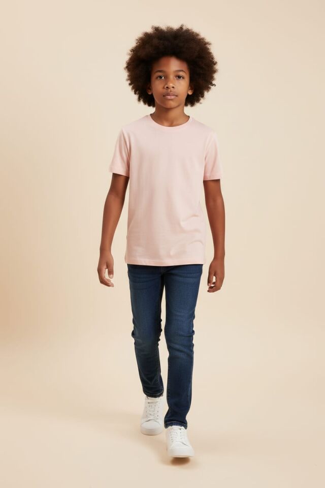Pudra Basic Unisex Çocuk T-Shirt