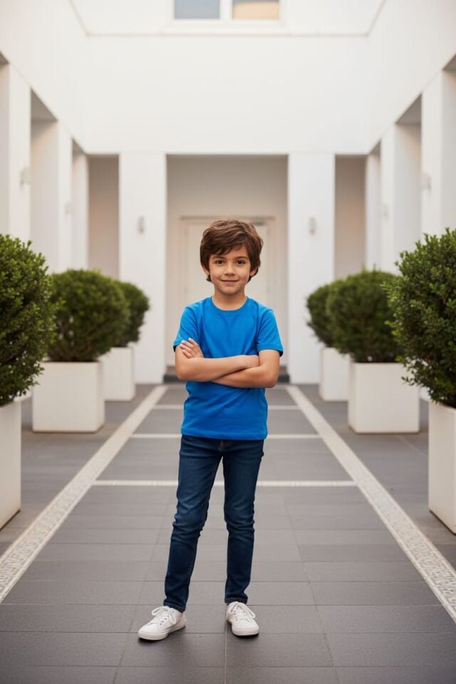 Basic Saks Mavi Unisex Çocuk T-Shirt