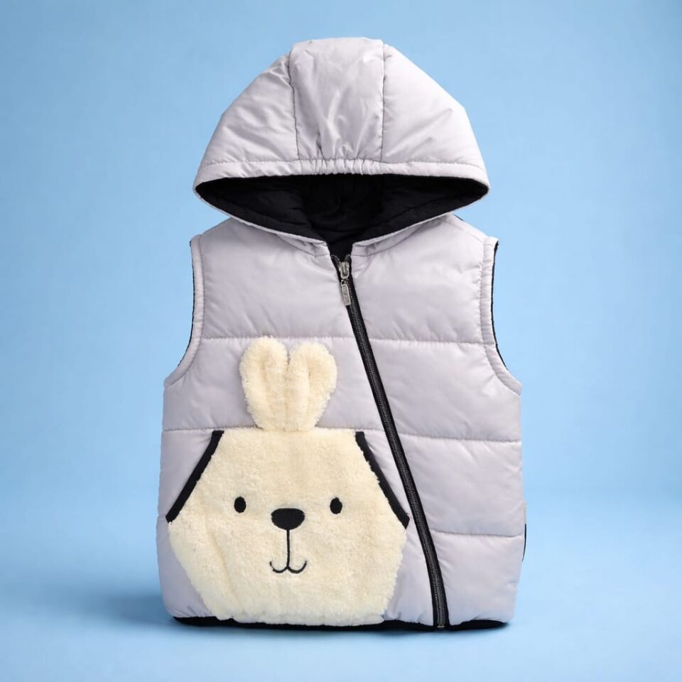 Kapüşonlu Peluş Detaylı Unisex Çocuk Şişme Yelek