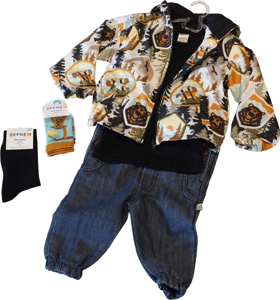 Ayı Desenli Kapüşonlu Çocuk Yağmurluk Ceket