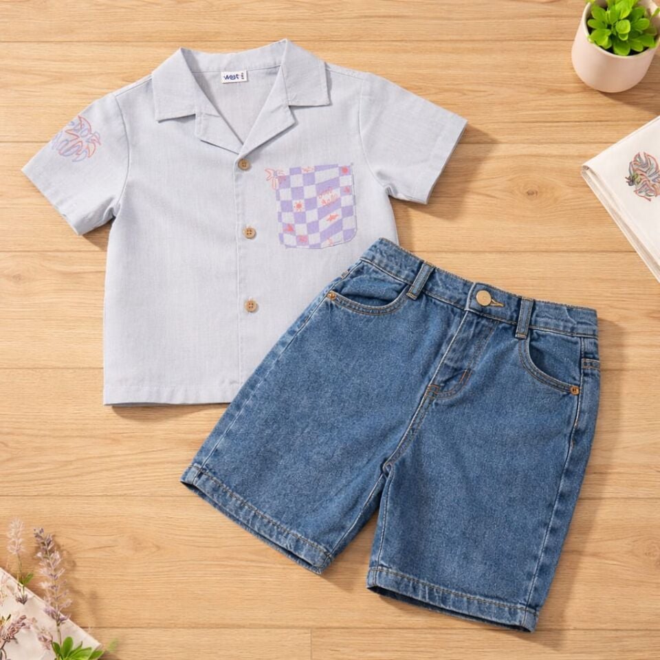 Erkek Çocuk Gömlek & Kot Şort Takım