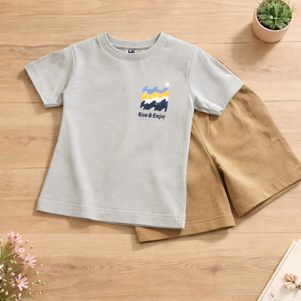 Erkek Çocuk Rise & Enjoy  Baskılı Tişört & Şort Takım