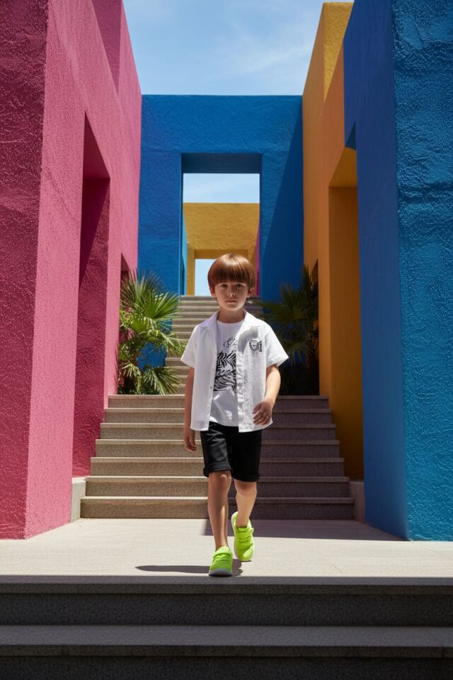 Erkek Çocuk Müslin Gömlekli 3’lü Şort Takım