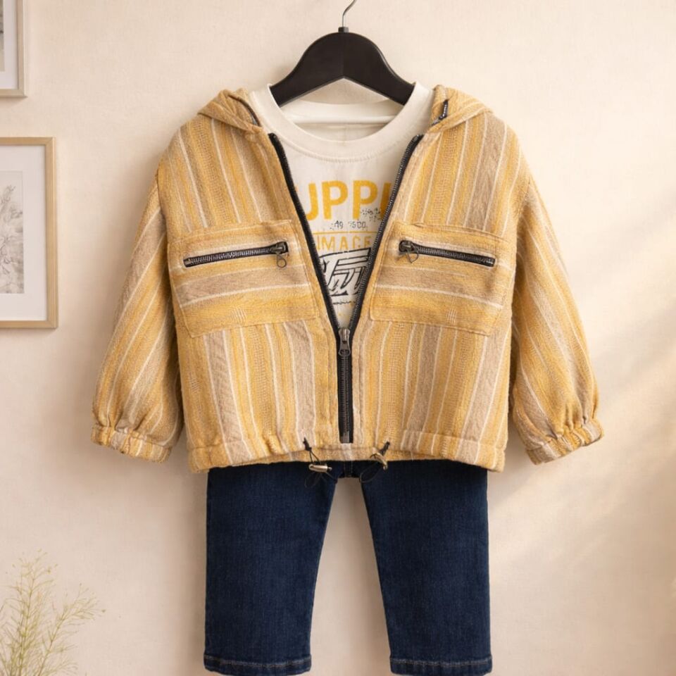 Kapüşonlu Fermuarlı Ceketli 3’lü Erkek Çocuk Takım