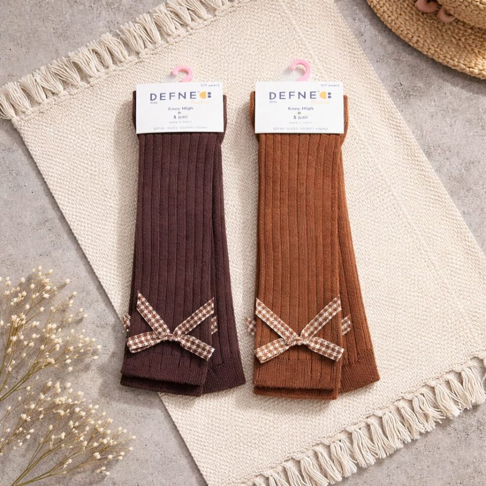 Fiyonklu Pamuklu Diz Üstü Çorap