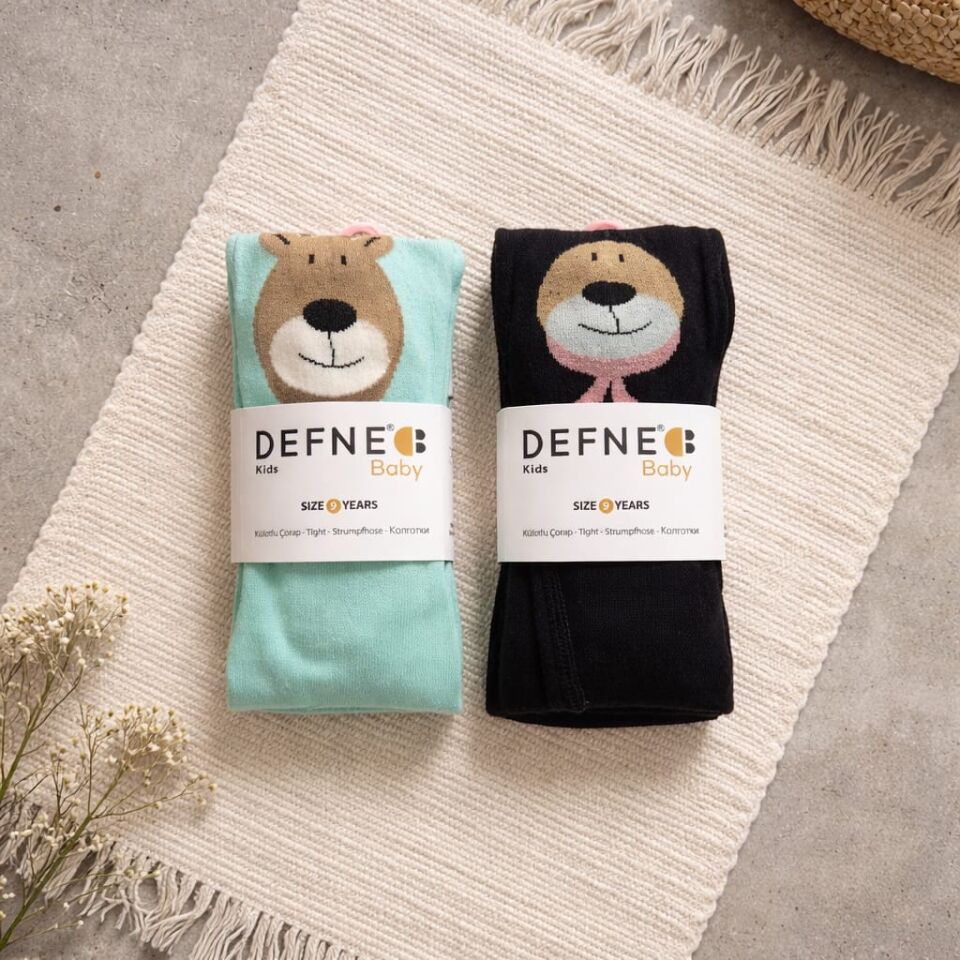 Sevimli Geyik Desenli Çocuk Külotlu Çorap