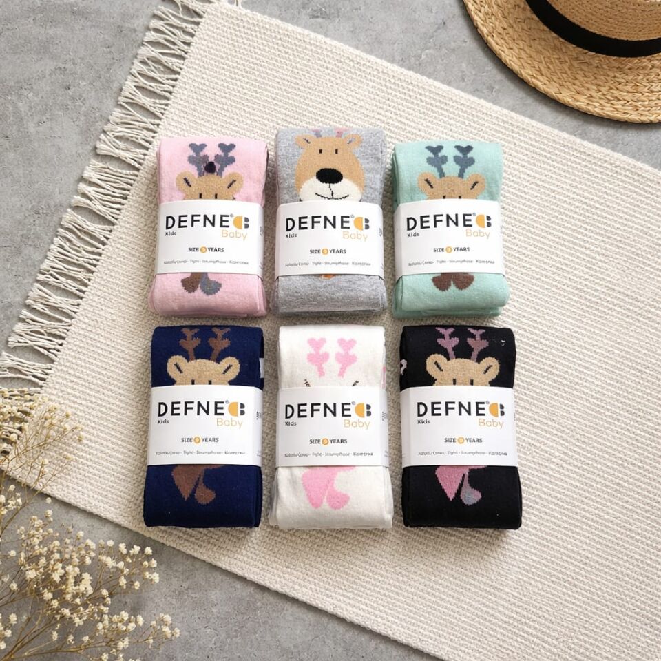 Sevimli Geyik Desenli Çocuk Külotlu Çorap