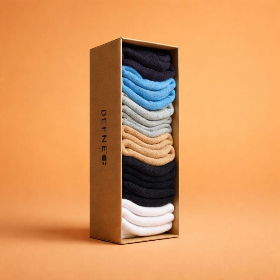 Beyaz, Siyah, Lacivert, Açık Mavi, Gri ve Bej 6’lı & Antibakteriyel Bebek Çorap Seti