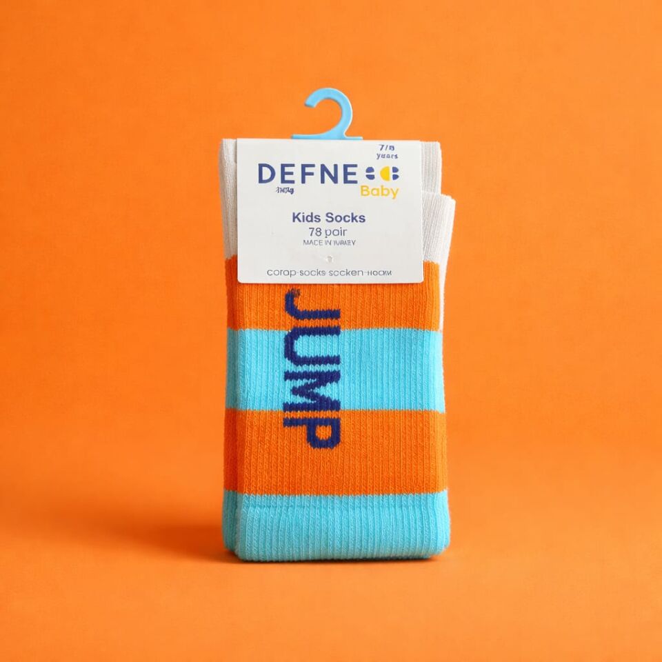 4’lü Tenis Çorabı Seti Turuncu-Mavi, Beyaz-Mavi, Gri-Yeşil ve Beyaz-Yeşil