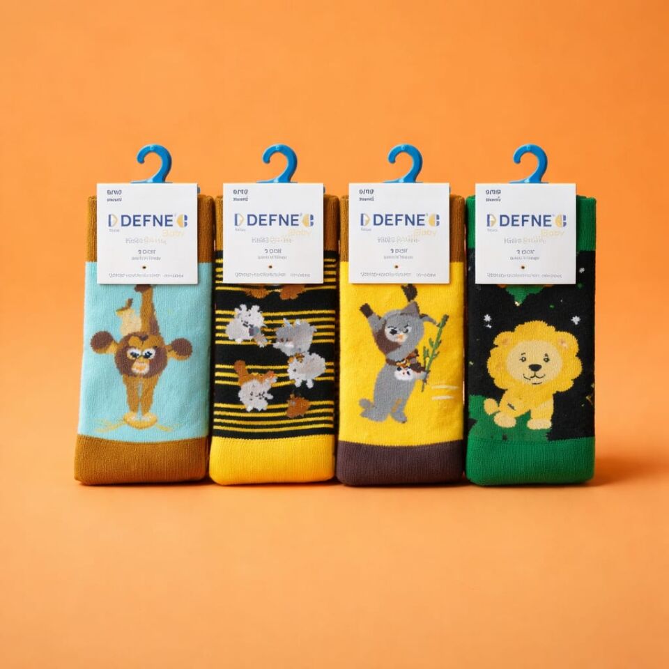 4’lü Çocuk Çorap Seti Safari Hayvan Figürlü Motifli