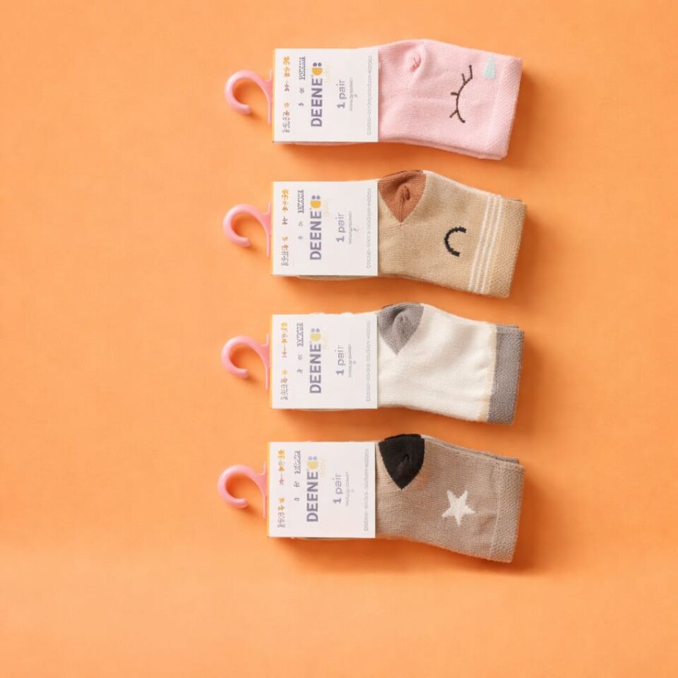 Kaydırmaz Tabanlı Motifli Çorap 4’lü Set – Kız & Erkek Çocuk