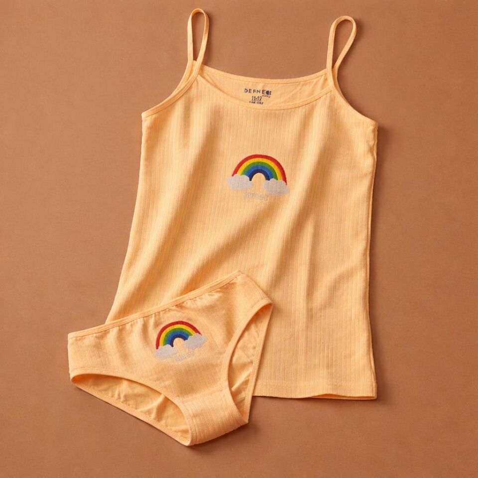 Kız Çocuk Gökkuşağı Desenli Slip 3’lü Set