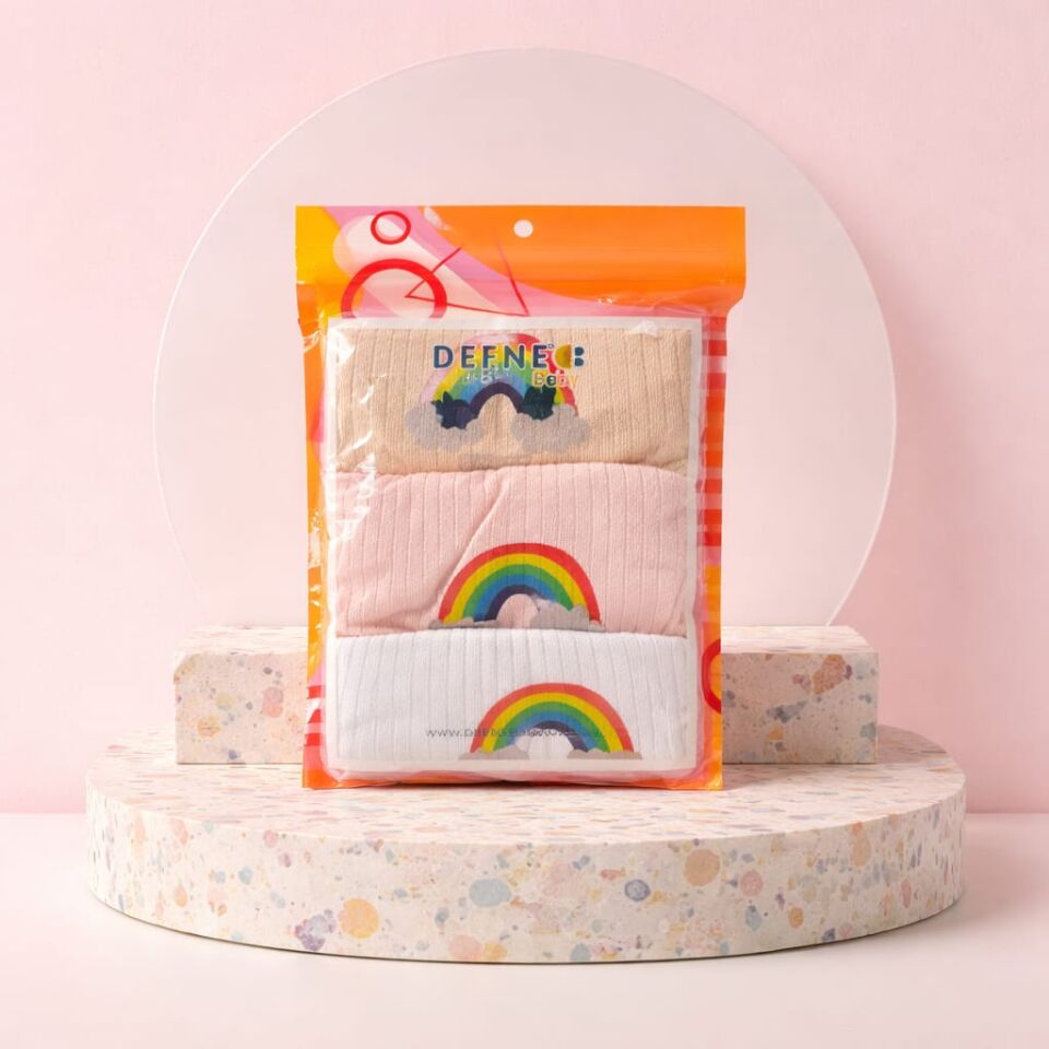 Kız Çocuk Gökkuşağı Desenli Slip 3’lü Set