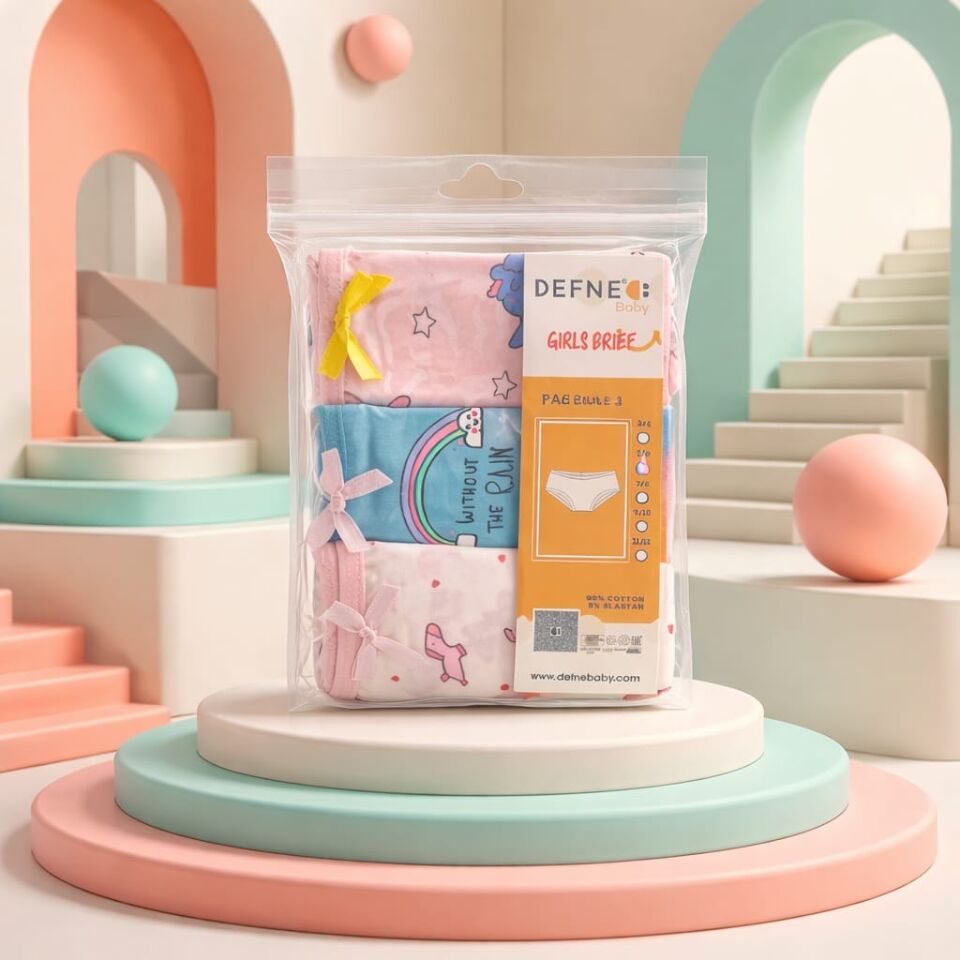 Kız Çocuk Baskılı Slip 3’lü Set