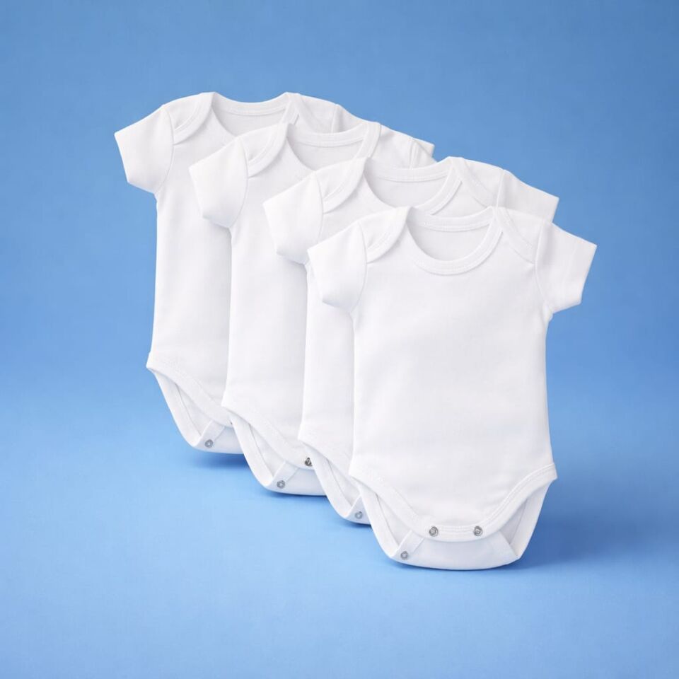 Unisex 4’lü Çıtçıtlı Kısa Kol Badi Seti – 3 Farklı Kombin Seçeneği | %100 Pamuk