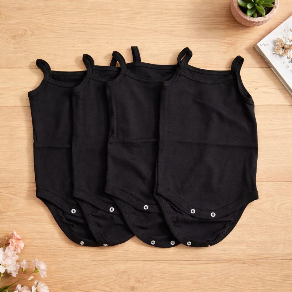 %100 pamuk  Kız Bebekler İçin 4'lü İp Askılı Çıtçıtlı Badi Seti – 3 Farklı Kombinasyon Seçeneğiyle!