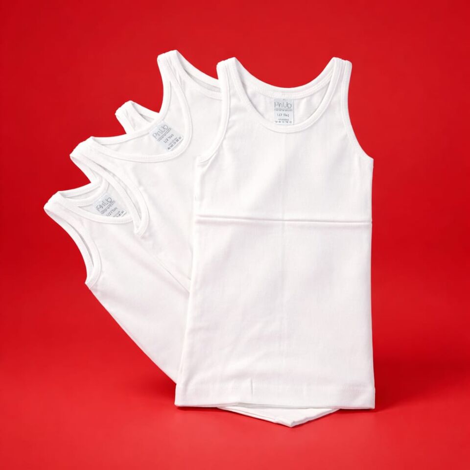 %100 Pamuk Üretim Kız Çocuk 4-lü Kalın Askılı Atlet Seti