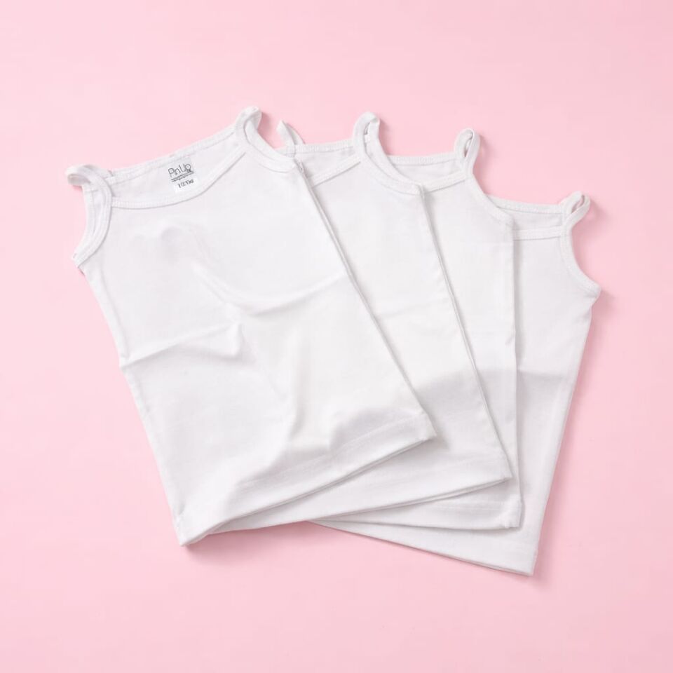 %100 Pamuktan Üretilmiş Kız Çocuk 4-lü İp Askılı Atlet