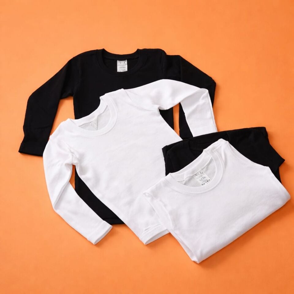 %100 Pamuktan Üretilmiş Unisex Uzun Kollu Çocuk Body – 4’lü Set | 3 Farklı Kombin Seçeneği