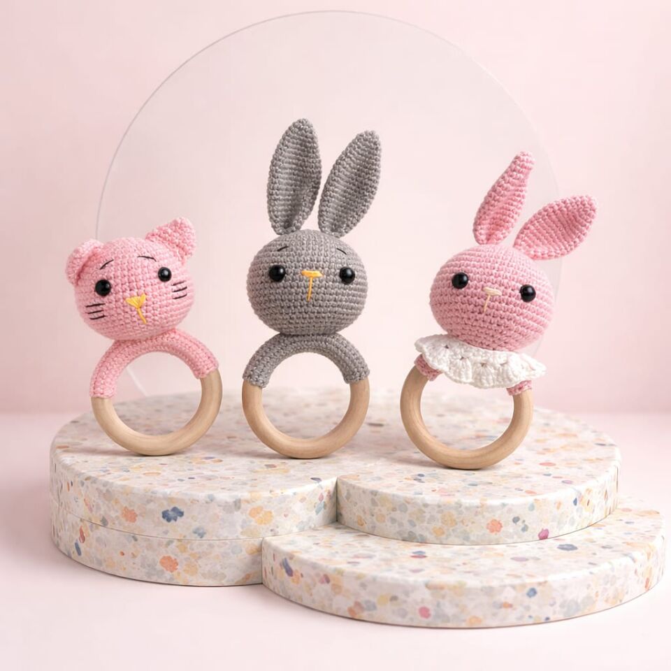 El Yapımı Özel Tasarım Amigurumi Çıngırak & Diş Kaşıyıcı